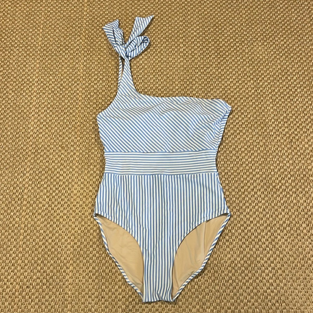 Shade Critters one-piece swimsuit, blue pinstripe, from Maisonette.